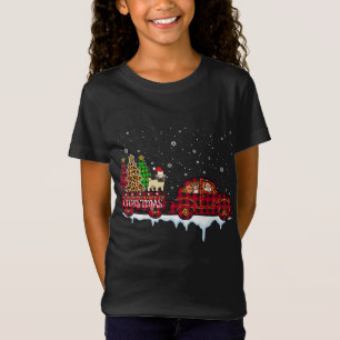 Mops Hund Weihnachten Kariert Leopard Truck Santa  T-Shirt