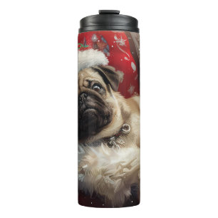 Mops Hund Weihnachten Thermosbecher