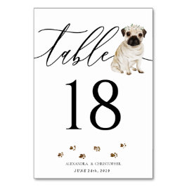 Mops Hund Welpe Hochzeitkalligrafie Signature Tischnummer