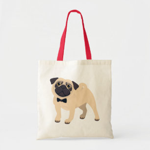 Mops-Hund-Welpen-Cartoon-Leinwand-Tasche Tragetasche