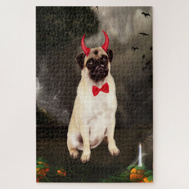 Mops Hund zu Halloween (Vertikal)