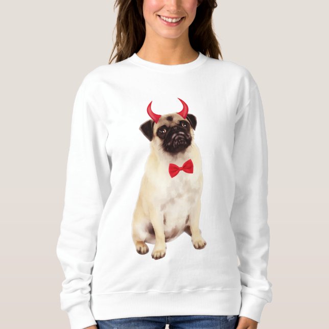 Mops Hund zu Halloween Sweatshirt (Vorderseite)