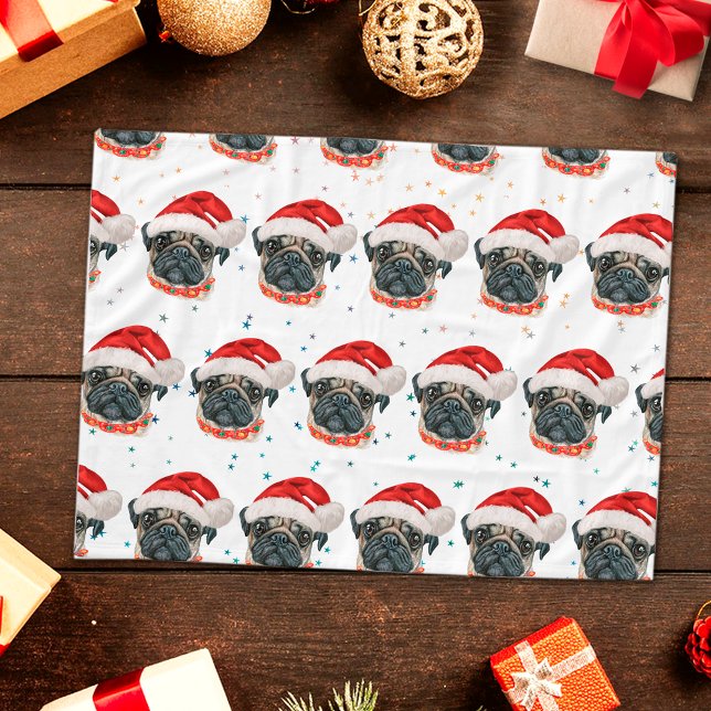 Mops Hund züchten Weihnachtsstars Fleecedecke (Von Creator hochgeladen)