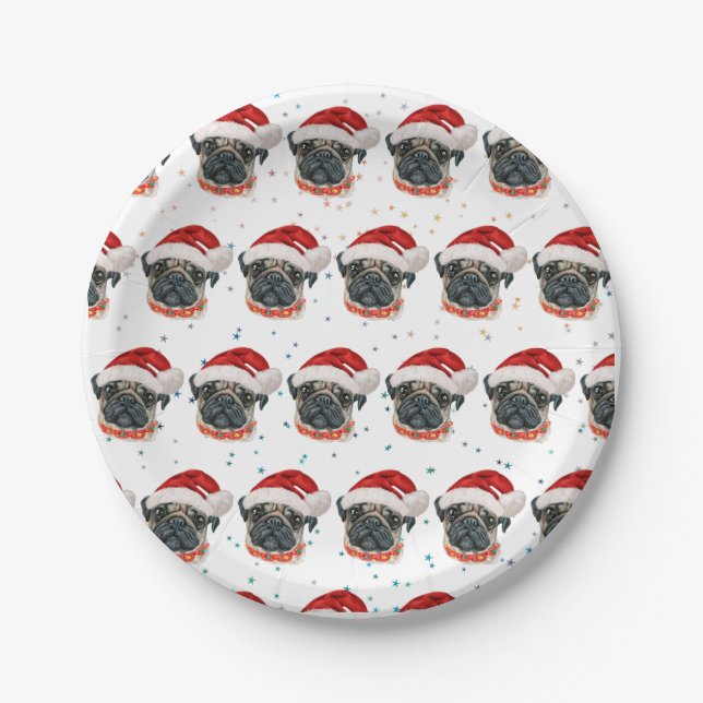 Mops Hund züchten Weihnachtsstars Pappteller (Vorderseite)