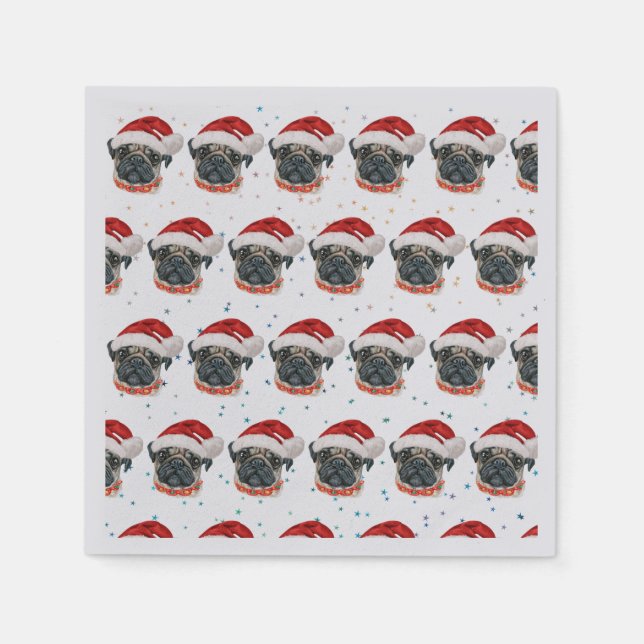 Mops Hund züchten Weihnachtsstars Serviette (Vorderseite)
