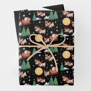 Mops-Hunde-Baum-Weihnachts-Pulli Weihnachten Haust Geschenkpapier Set