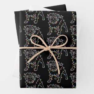 Mops-Hunde-Baum-Weihnachtspullover Xmas-Haustier-T Geschenkpapier Set