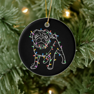 Mops-Hunde-Baum-Weihnachtspullover Xmas-Haustier-T Keramik Ornament