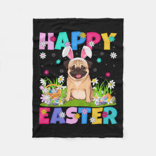 Mops Hunde Happy Ostereier Hunt Sonniges Ohr Mops Fleecedecke