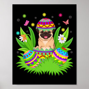 Mops Hunde Happy Osterfeier Hübsche Eierjagd Mops  Poster