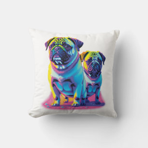 Mops-Hunde in Rosa Kissen