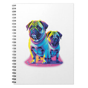 Mops-Hunde in Rosa Notizblock