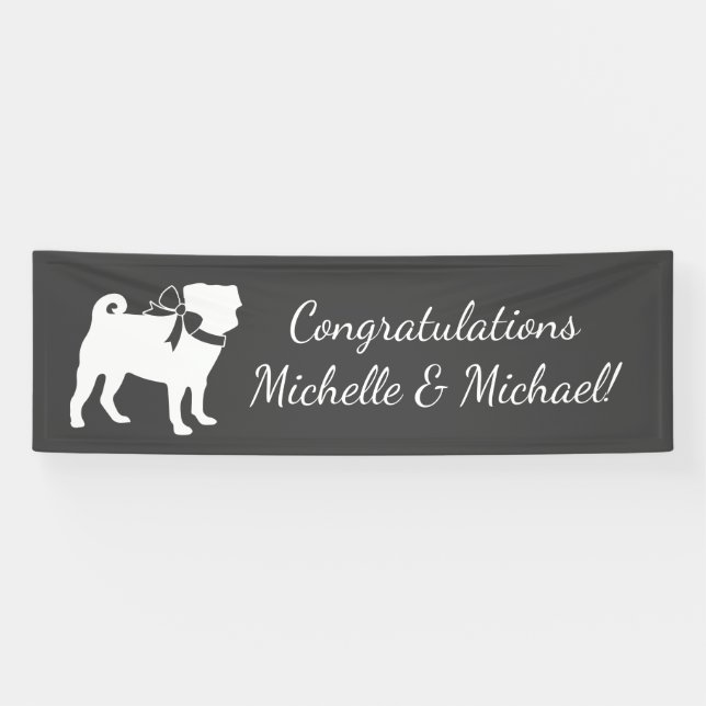 Mops Hunde Kinderdusche Graues Welpengeschlecht ne Banner (Horizontal)