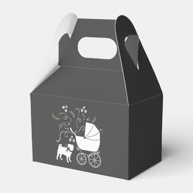 Mops Hunde Kinderdusche Graues Welpengeschlecht ne Geschenkschachtel (Vorderseite)
