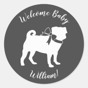 Mops Hunde Kinderdusche Graues Welpengeschlecht ne Runder Aufkleber