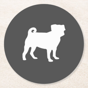 Mops Hunde Kinderdusche Graues Welpengeschlecht ne Runder Pappuntersetzer