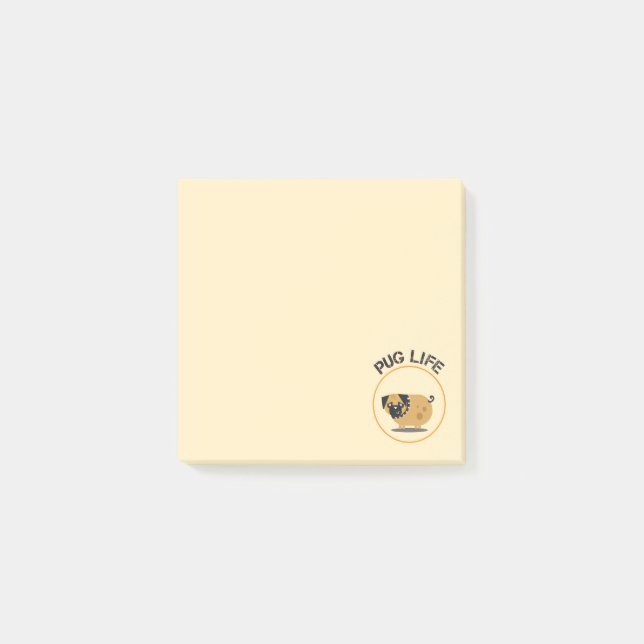 Mops-Hunde-Lebensdauer - Nachhinein®-Hinweise Post-it Klebezettel (Vorderseite)