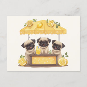 Mops Hunde Lemonade Stand Postkarte