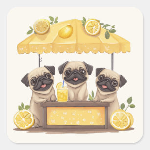 Mops Hunde Lemonade Stand Quadratischer Aufkleber