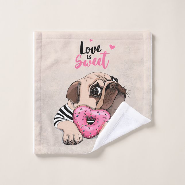 Mops Hunde Liebe ist süßes Geschenk, Mops Lover Ge Waschlappen (Waschlappen)