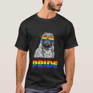 Mops Hunde Regenbogen Fahne Sonnenbrille Gay Lesbi T-Shirt