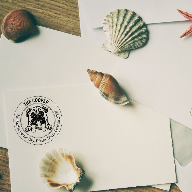 Mops Hunde Rücksendeadresse Gummistempel (Von Creator hochgeladen)