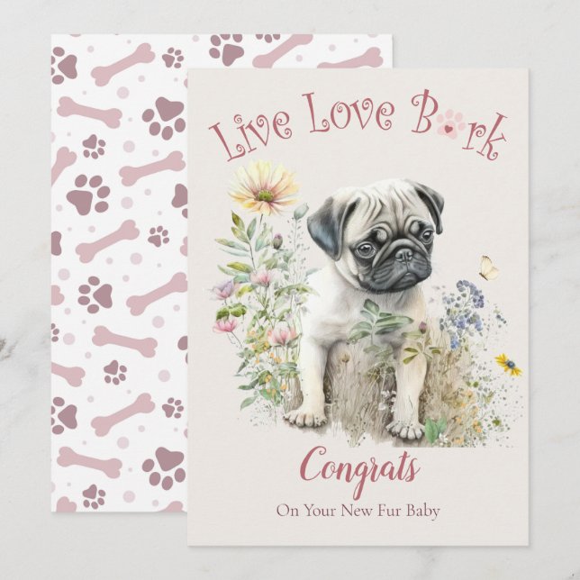 Mops-Hundeadoption, Gotcha-Tag Karte (Vorne/Hinten)
