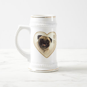 Mops-Hundebierstein-Tassen-Schale Bierglas