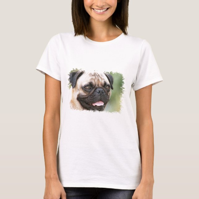 Mops-Hundedamen-angepasster T - Shirt (Vorderseite)