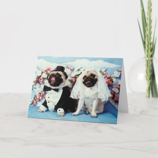 Mops-Hundehochzeits-Karte Karte (Vorderseite)