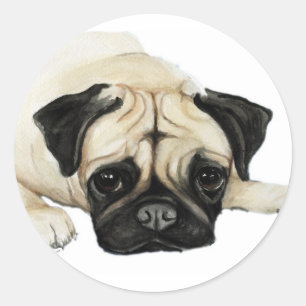 "Mops-" Hundekunst-Aufkleber Runder Aufkleber