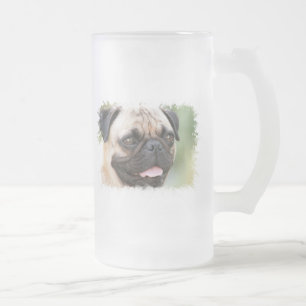 Mops-Hundemattierte Bier-Tasse Mattglas Bierglas