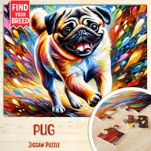 Mops-Hundeporträt Acryl-Kunst-Druck Geschenk für H