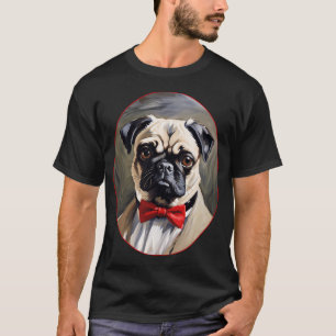 Mops-Hundeporträt in Mantel und Krawatte T-Shirt