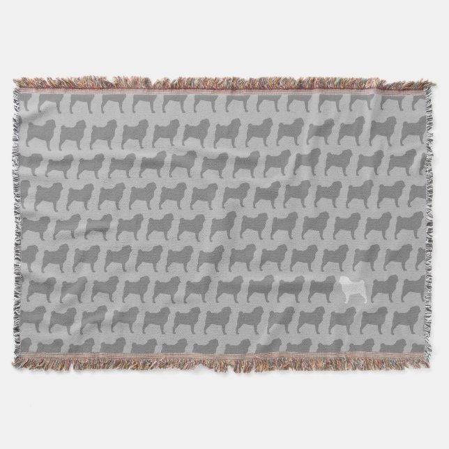 Mops-Hunderasse Silhouetten Muster Decke (Vorderseite)
