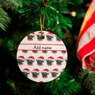 Mops-Hunderasse Weihnachtssterne Keramik Ornament