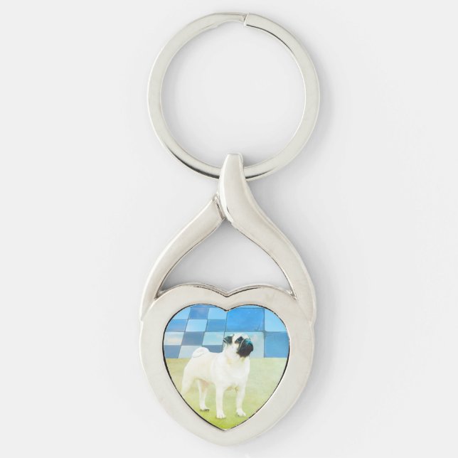 Mops-HundeSchlüsselanhänger, Mops-Geschenk, Schlüsselanhänger (Vorderseite)