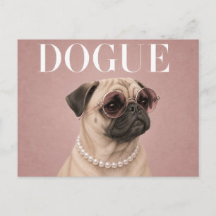 Mops-Hündin Covergirl in Rosa Postkarte