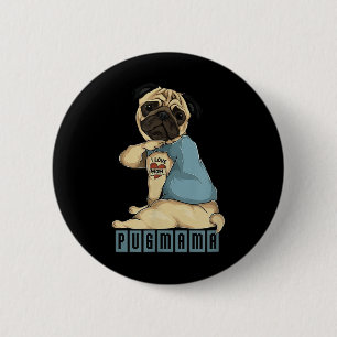 Mops I Liebe Mama Tattoo Dog, Funny Mütter Tagesge Button
