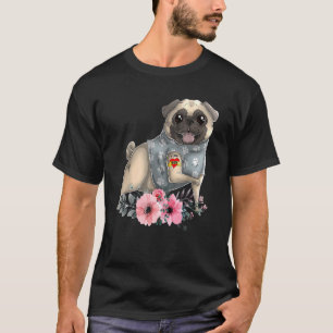 Mops I Liebe Mama Tattoo Hund Muttertag T-Shirt