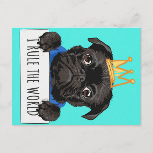 Mops I Rule The World Gift, Funny Mops Lover Gesch Postkarte