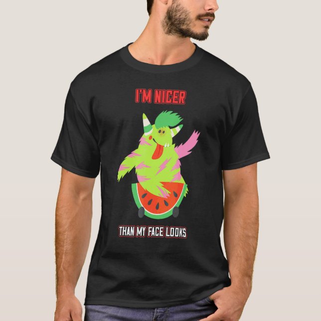 Mops  Ich bin netter als mein Gesicht aussieht Lus T-Shirt (Vorderseite)