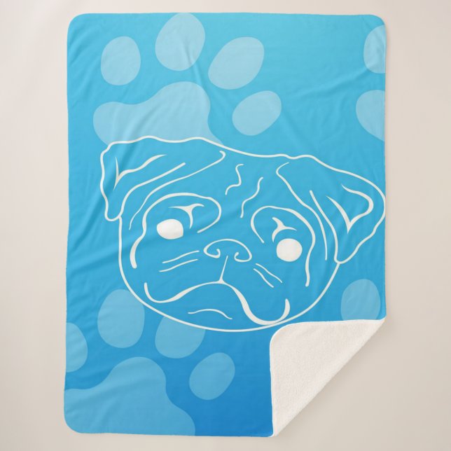 Mops Illustration Blanket Sherpadecke (Vorderseite)