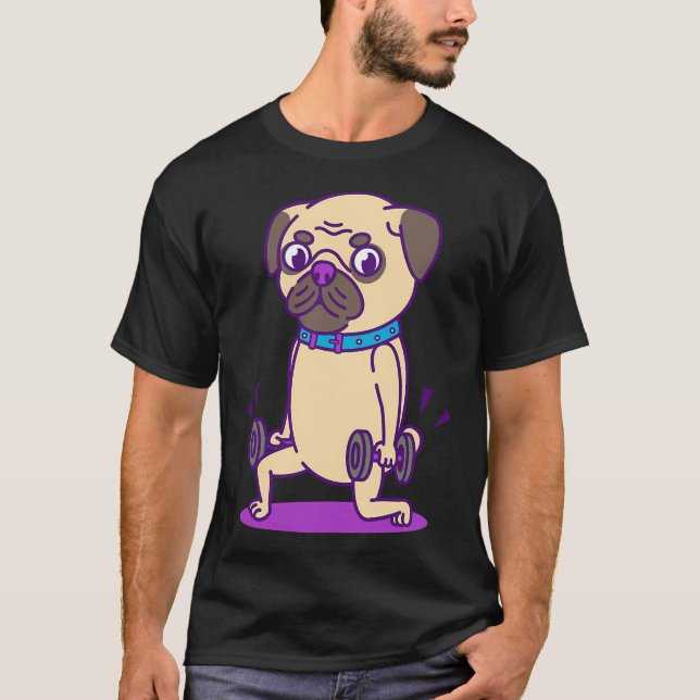 Mops-Illustration T-Shirt (Vorderseite)