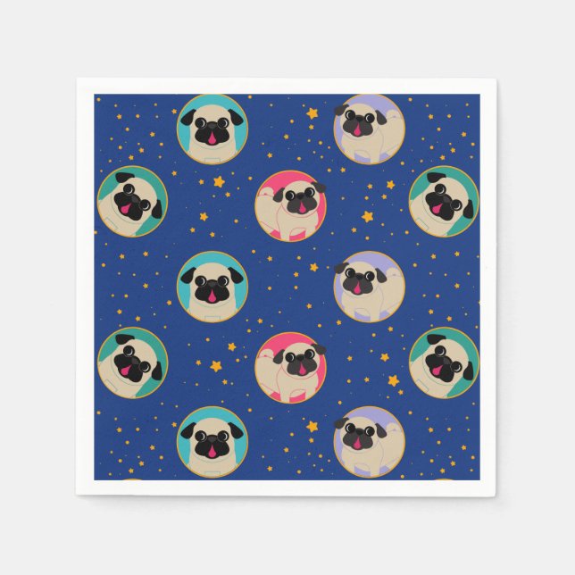 Mops im Sternenmuster Party Napkins Serviette (Vorderseite)