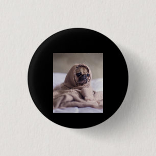 Mops in Blanket Niedlicher Mops Hund Lover Geschen Button