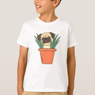 Mops in Blume Pot Funny Doppy Welpe Pflanze T-Shirt