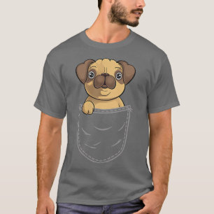 Mops in der Brusttasche Mops Tasche T-Shirt