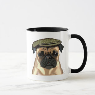 Mops in der flachen Kappe Tasse