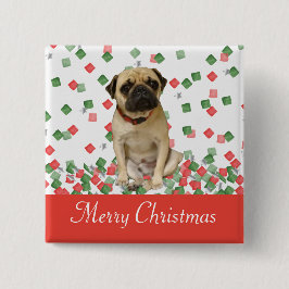 Mops-in der Hand gemalter WeihnachtsConfetti Button